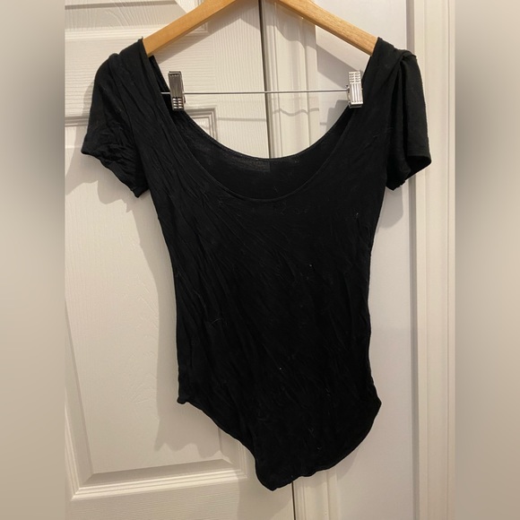 Aerie black scoop neck bodysuit w/ low back scoop - Picture 2 of 4